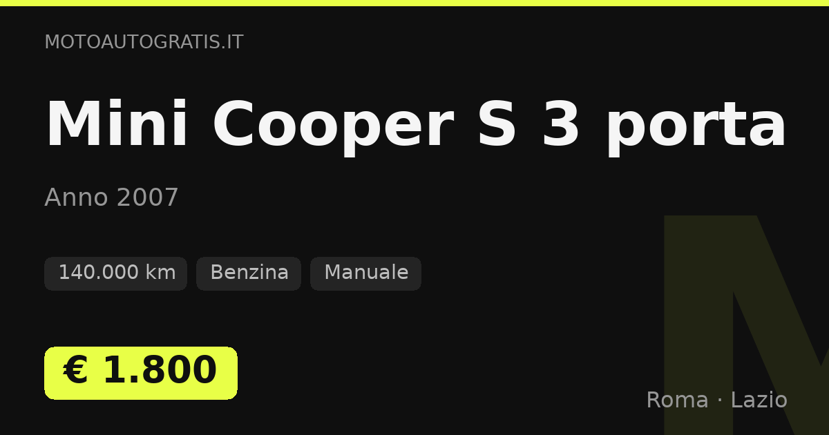 Mini Cooper S 3 porta