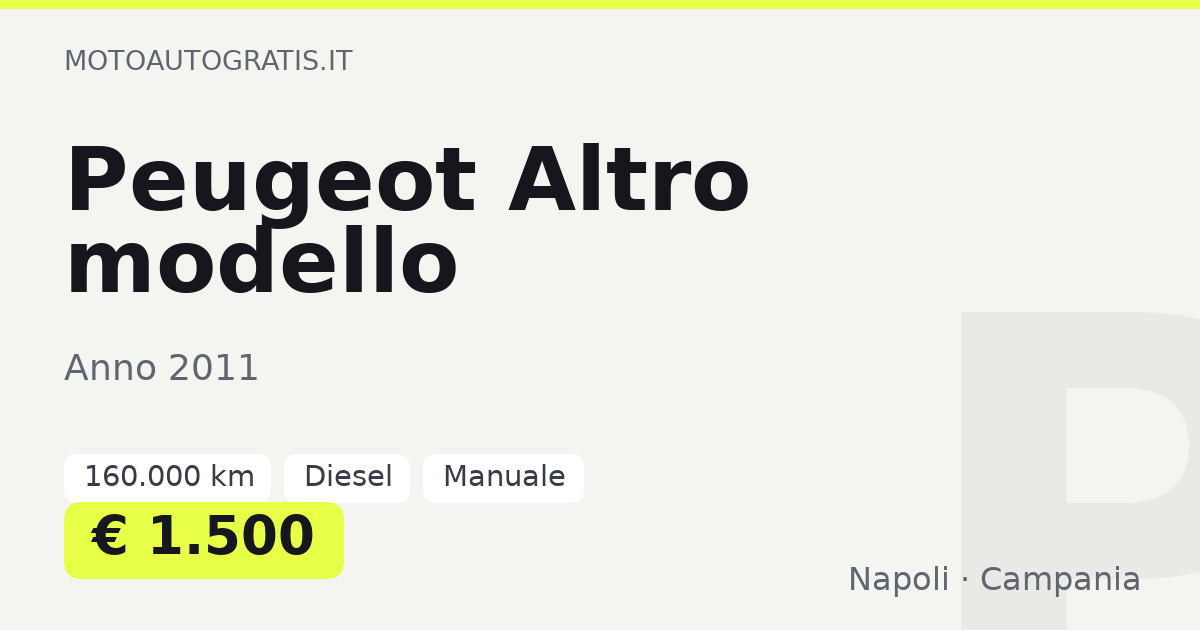 Peugeot Altro modello