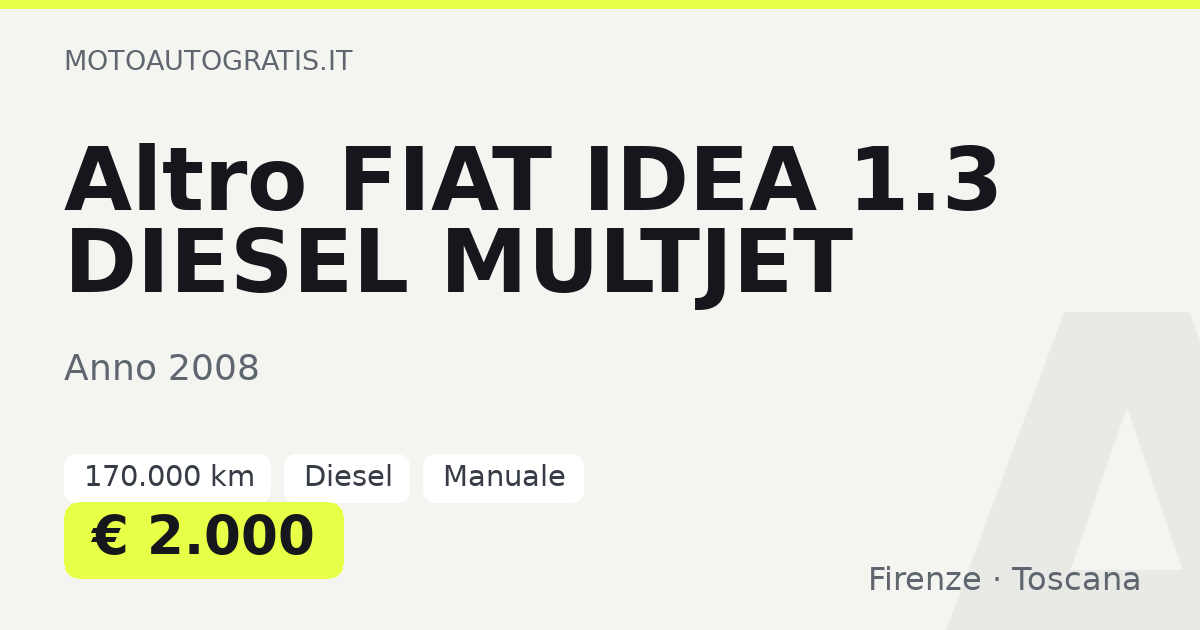 Altro FIAT IDEA 1.3 DIESEL MULTJET ANNO 2008 KM 170 MILA