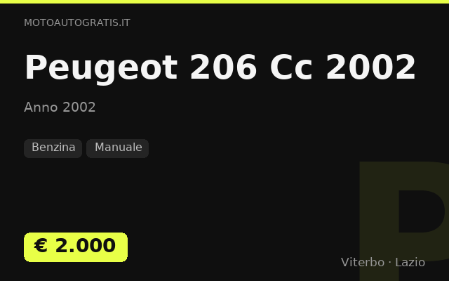 Peugeot 206 Cc 2002