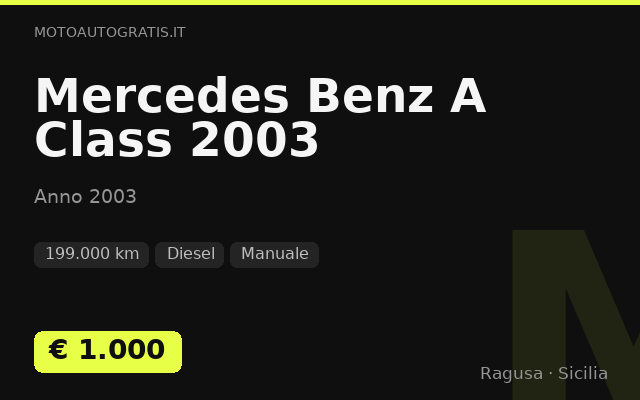 Mercedes Benz A Class 2003
