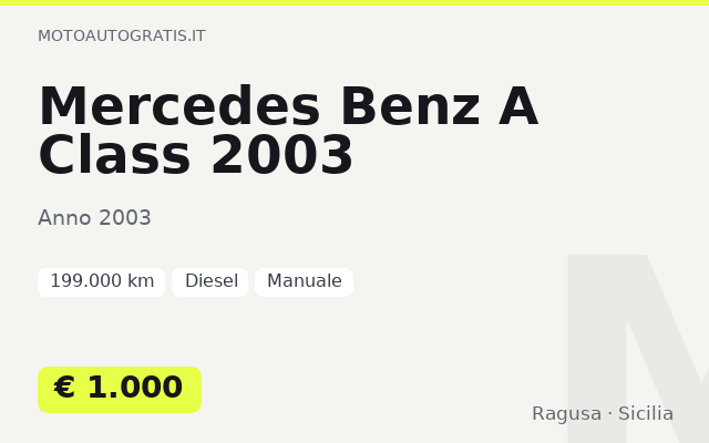 Mercedes Benz A Class 2003