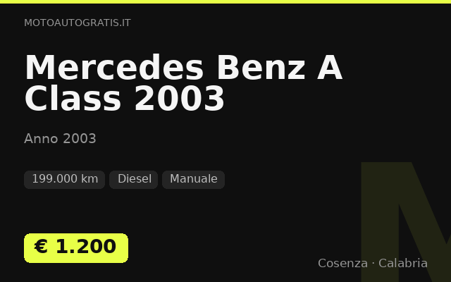 Mercedes Benz A Class 2003