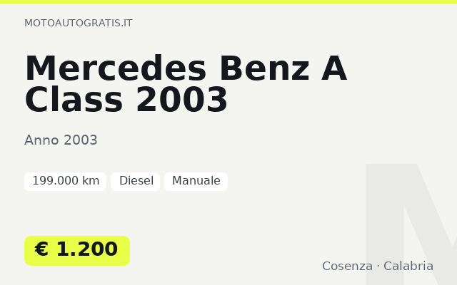 Mercedes Benz A Class 2003