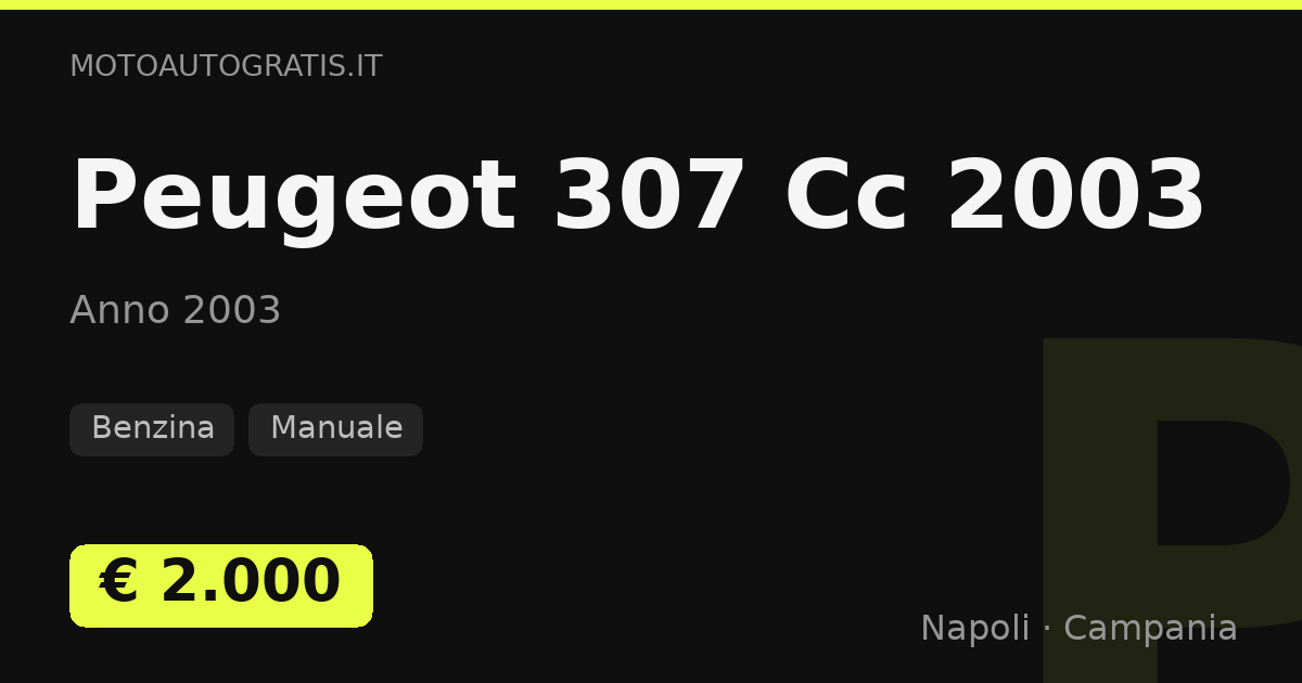 Peugeot 307 Cc 2003