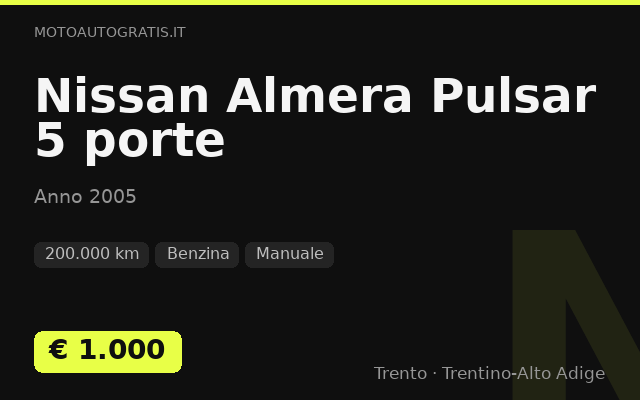 Nissan Almera Pulsar 5 porte