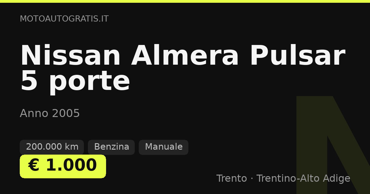 Nissan Almera Pulsar 5 porte