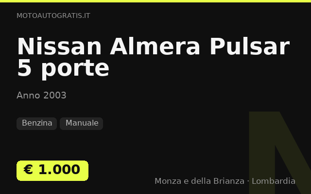 Nissan Almera Pulsar 5 porte