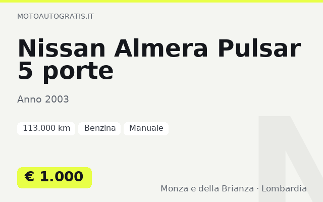 Nissan Almera Pulsar 5 porte